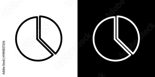 Pie chart icon stroke vector icon simple black style, illustration.