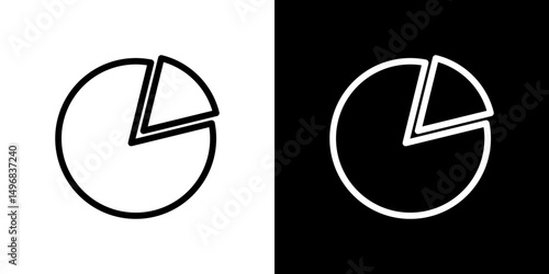 Pie chart icon stroke vector icon simple black style, illustration.