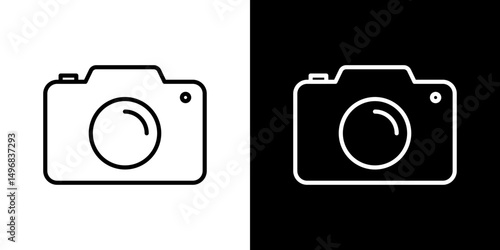 Photo Camera icon stroke vector icon simple black style, illustration.