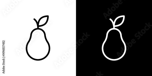 Pear icon stroke vector icon simple black style, illustration.