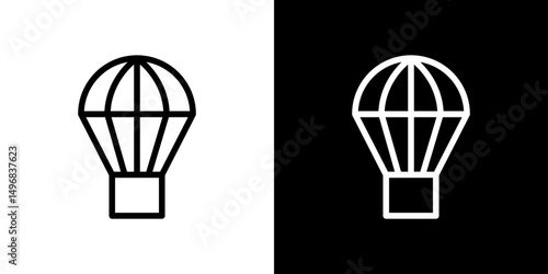 Parachute icon stroke vector icon simple black style, illustration.