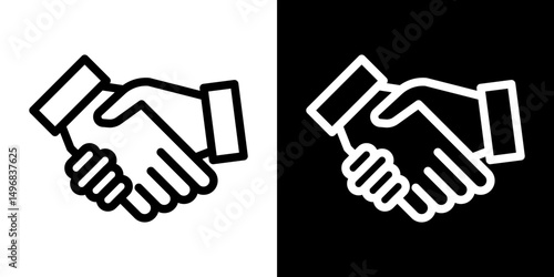 Partner icon stroke vector icon simple black style, illustration.