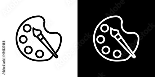 Paint icon stroke vector icon simple black style, illustration.