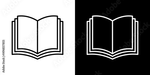 open book icon stroke vector icon simple black style, illustration.