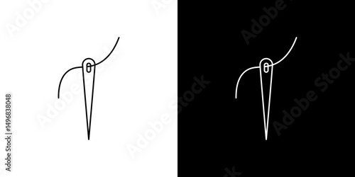 Needle icon stroke vector icon simple black style, illustration.
