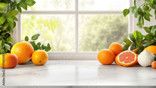 Fototapeta Naklejka Na Ścianę i Meble -  Fresh fruits and herbs by a window