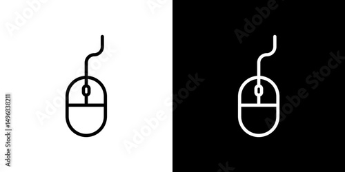 Mouse icon stroke vector icon simple black style, illustration.