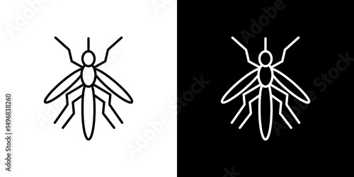 Mosquito icon stroke vector icon simple black style, illustration.
