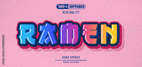 Editable text effect in blue yellow gradient style