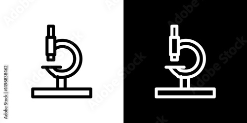 Microscope icon stroke vector icon simple black style, illustration.