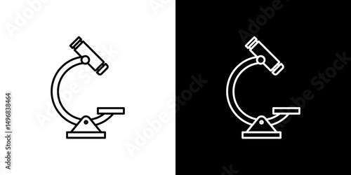 Microscope icon stroke vector icon simple black style, illustration.