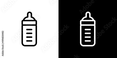 Milk bottle icon stroke vector icon simple black style, illustration.