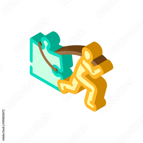 human jigsaw puzzle isometric icon vector illustration