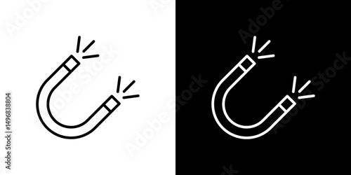 Magnet icon stroke vector icon simple black style, illustration.