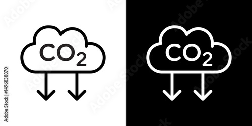 Low carbon dioxide icon stroke vector icon simple black style, illustration.