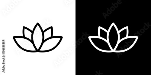 Lotus icon stroke vector icon simple black style, illustration.