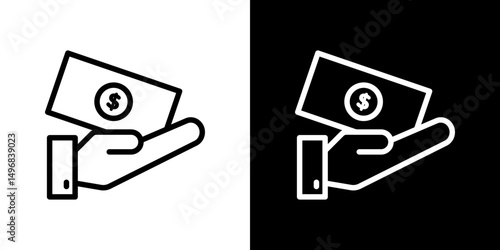 loan icon stroke vector icon simple black style, illustration.