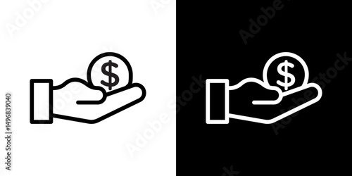 loan icon stroke vector icon simple black style, illustration.