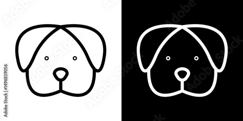 Little puppy icon stroke vector icon simple black style, illustration.