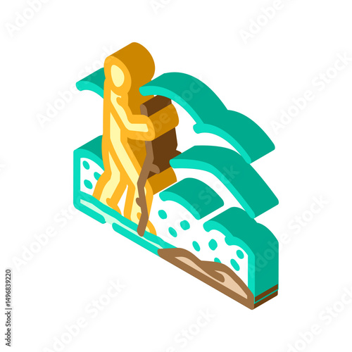 hiking nature trails spring isometric icon vector illustration