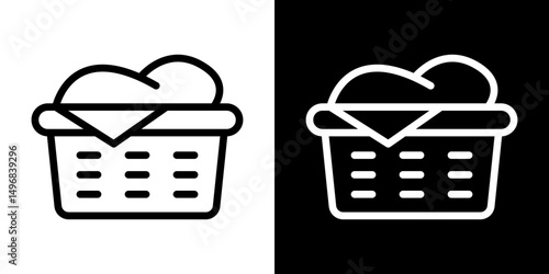 Laundry basket icon stroke vector icon simple black style, illustration.