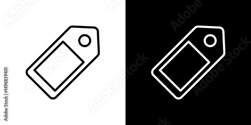 Label icon stroke vector icon simple black style, illustration.