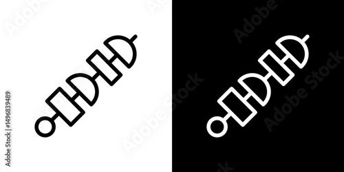 Kebab icon stroke vector icon simple black style, illustration.