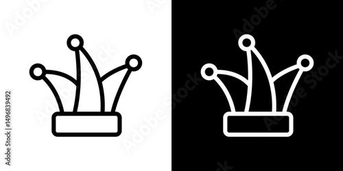 Joker hat icon stroke vector icon simple black style, illustration.
