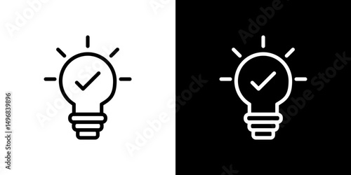 Idea icon stroke vector icon simple black style, illustration.