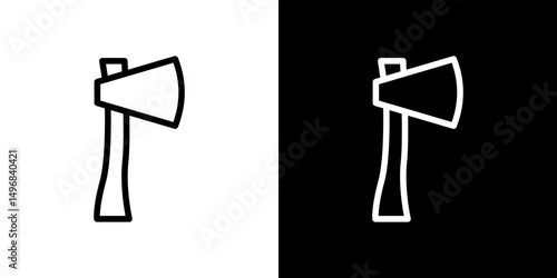 Hatchet icon stroke vector icon simple black style, illustration.