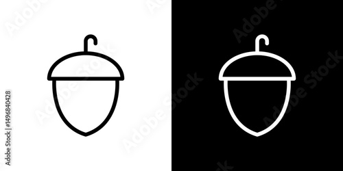 Hazelnut icon stroke vector icon simple black style, illustration.
