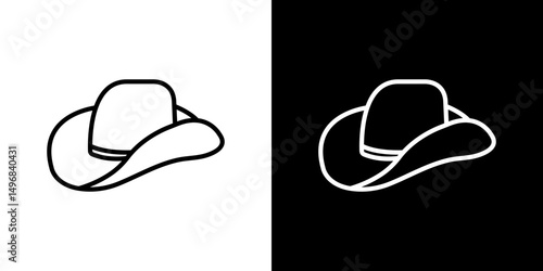 Hat icon stroke vector icon simple black style, illustration.