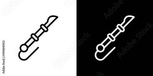 Harpoon icon stroke vector icon simple black style, illustration.