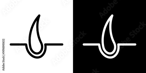Hair icon stroke vector icon simple black style, illustration.