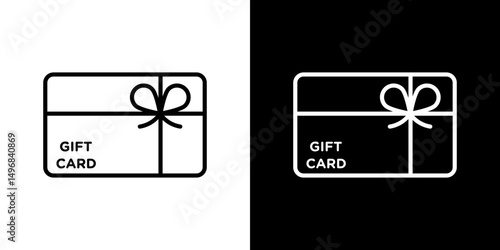 Gift card icon stroke vector icon simple black style, illustration.