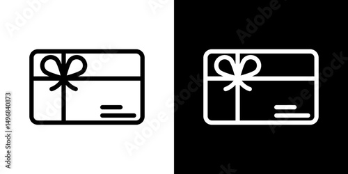 Gift card icon stroke vector icon simple black style, illustration.