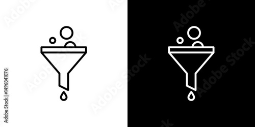 Funnel icon stroke vector icon simple black style, illustration.
