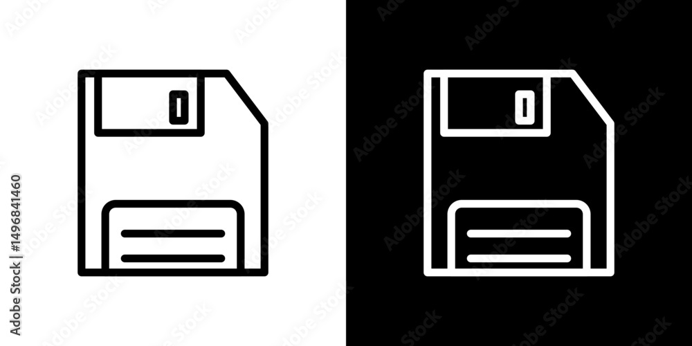 Floppy disk icon stroke vector icon simple black style, illustration. Floppy disk icon stroke vector icon simple black style, illustration.