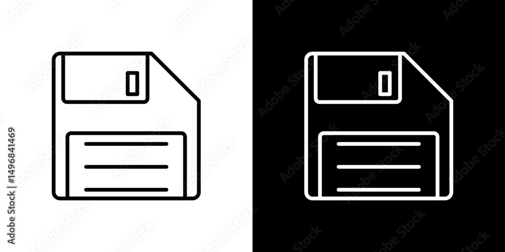 Floppy disk icon stroke vector icon simple black style, illustration. Floppy disk icon stroke vector icon simple black style, illustration.
