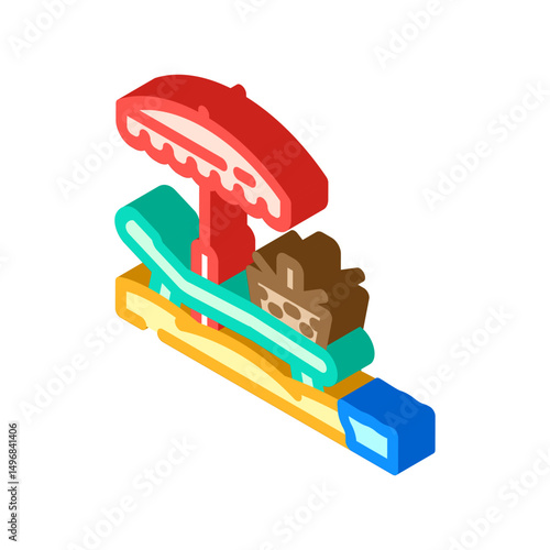 beach picnic summer spend time isometric icon vector illustration