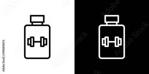 Fitness supplement icon stroke vector icon simple black style, illustration.