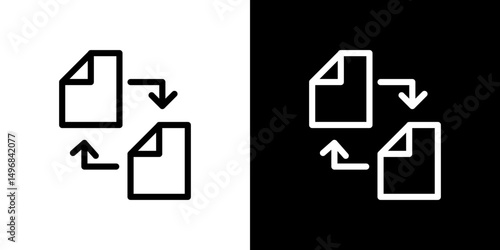 File transfer icon stroke vector icon simple black style, illustration.