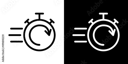 Fast processing icon stroke vector icon simple black style, illustration.