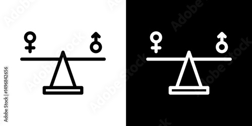 Equality icon stroke vector icon simple black style, illustration.