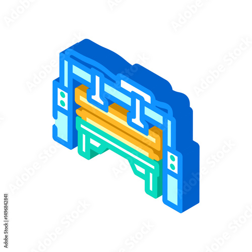 assembly line wood frame house isometric icon vector illustration