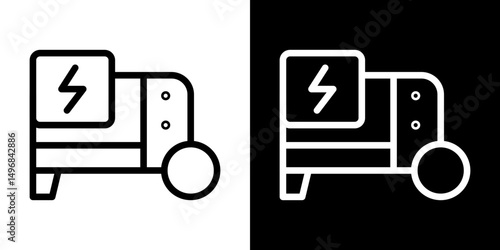 Electric generator icon stroke vector icon simple black style, illustration.