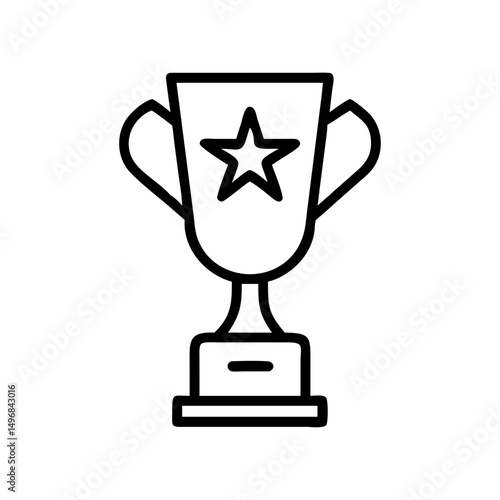 Gold Trophy Icon with Star Design for Awards, Achievement Recognition, Sports Events, Competitions, and Motivation Blogs  