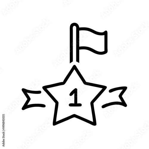 Milestone Achievement Icon with Star and Flag Outline for Business Websites, Achievement Blogs, Award Menus, and Graphic Design Projects  