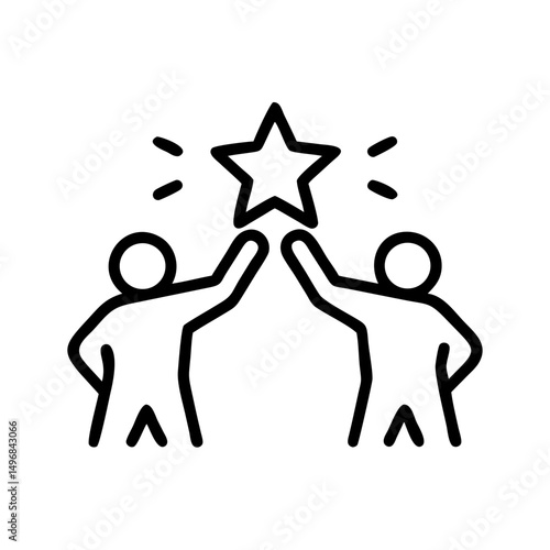 Two People Celebrating Achievement with a Star Icon for Blogs, Websites, Marketing Materials, Business Promotions, and Social Media Content  