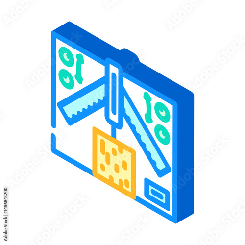 precision wood cutting framing isometric icon vector illustration